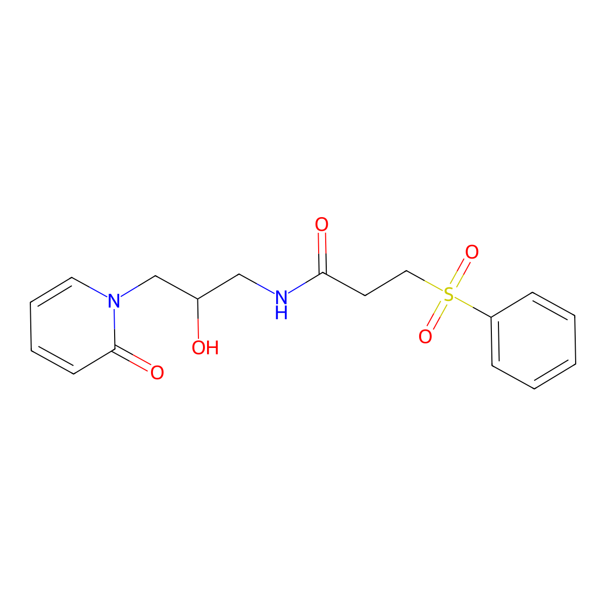 N-(2-hydroxy-3-(2-oxopyridin-1(2H)-yl)propyl)-3-(phenylsulfonyl)propanamide molecular structure, CAS 1797698-31-7