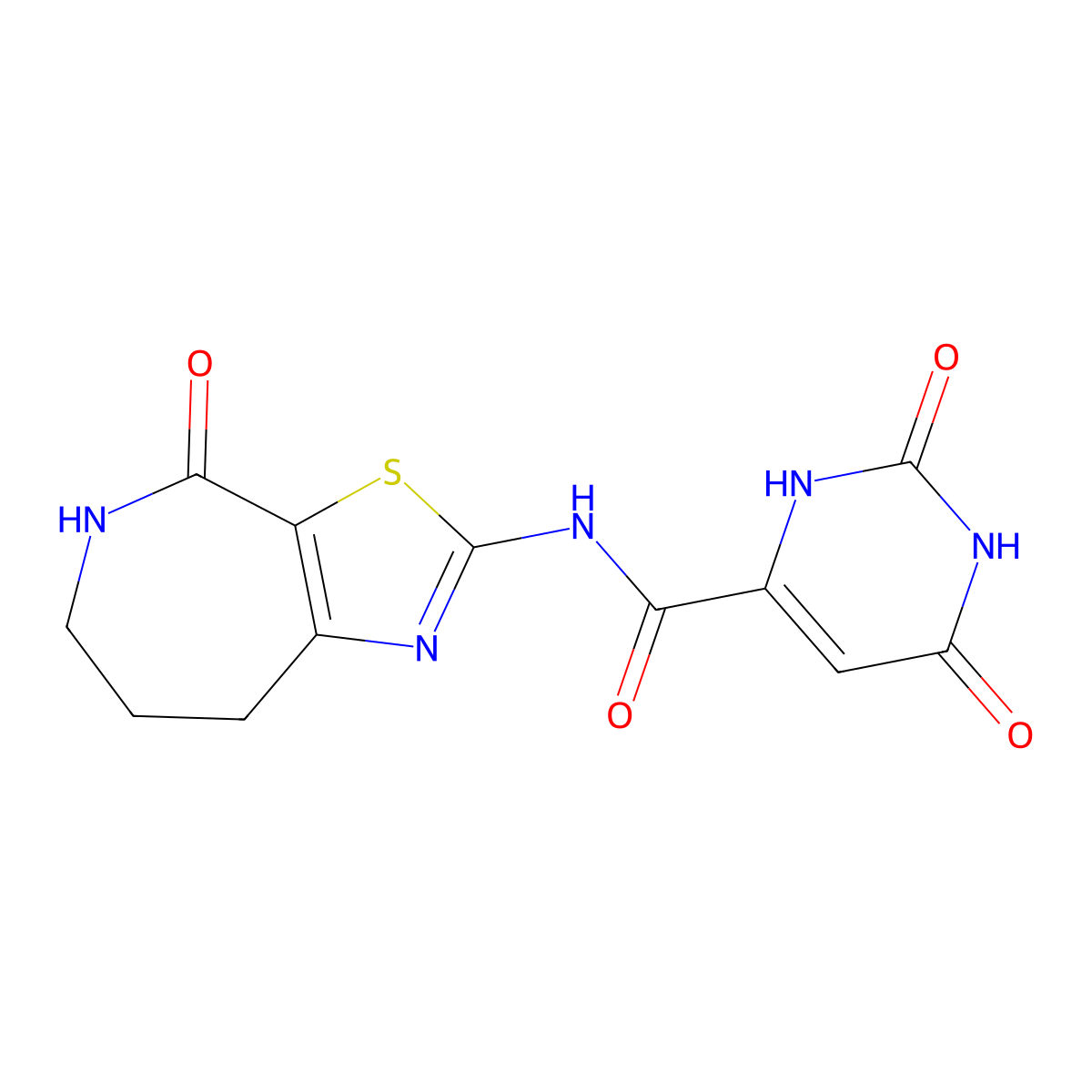 2,6-dioxo-N-(4-oxo-5,6,7,8-tetrahydro-4H-thiazolo[5,4-c]azepin-2-yl)-1,2,3,6-tetrahydropyrimidine-4-carboxamide molecular structure, CAS 1797698-51-1