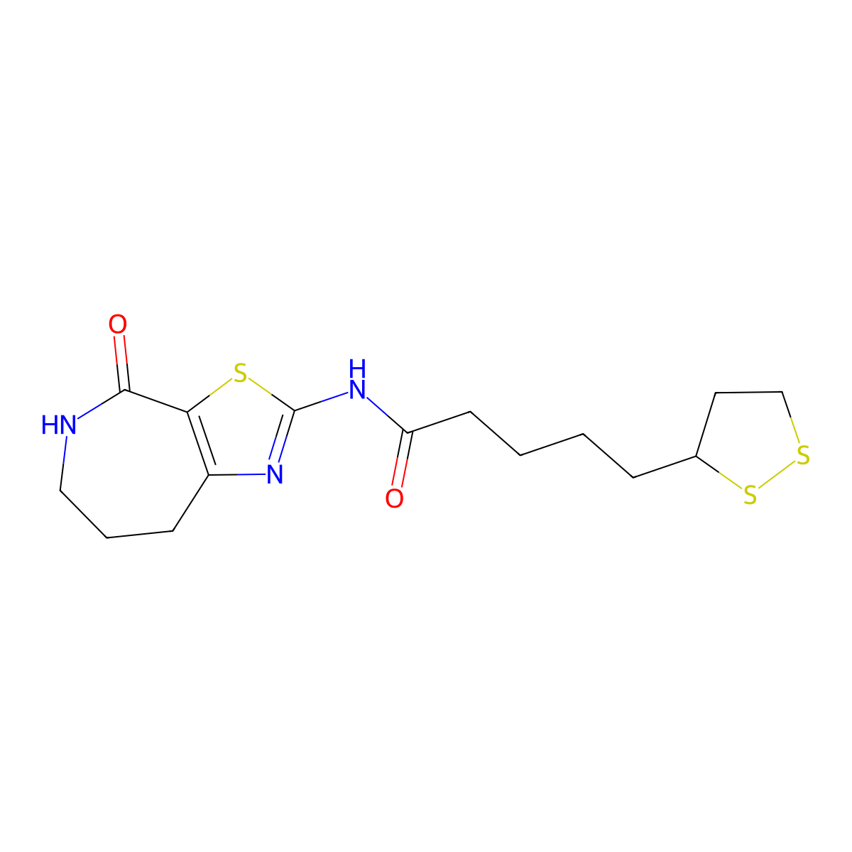 5-(1,2-dithiolan-3-yl)-N-(4-oxo-5,6,7,8-tetrahydro-4H-thiazolo[5,4-c]azepin-2-yl)pentanamide molecular structure, CAS 1797698-67-9