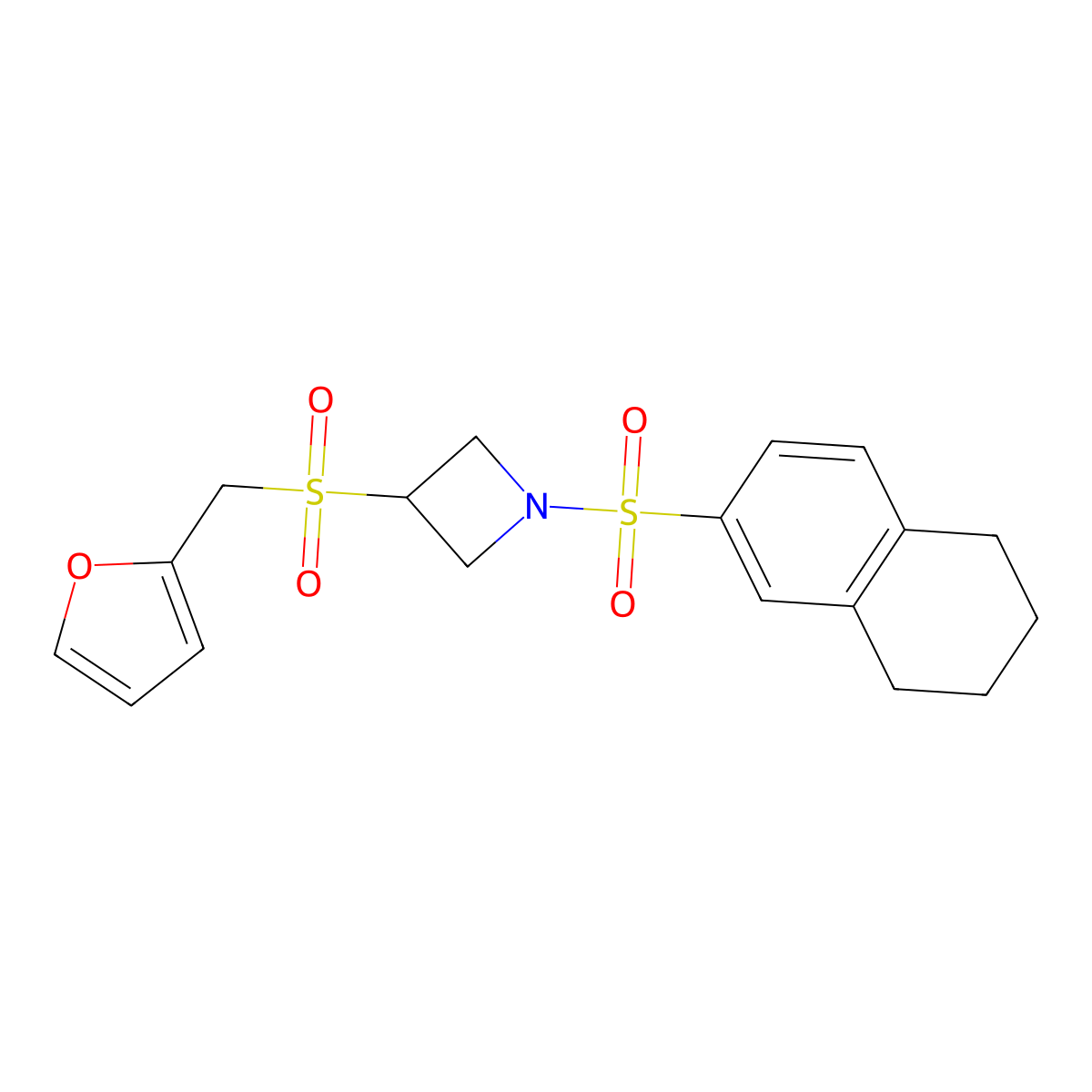3-((Furan-2-ylmethyl)sulfonyl)-1-((5,6,7,8-tetrahydronaphthalen-2-yl)sulfonyl)azetidine molecular structure, CAS 1797698-85-1