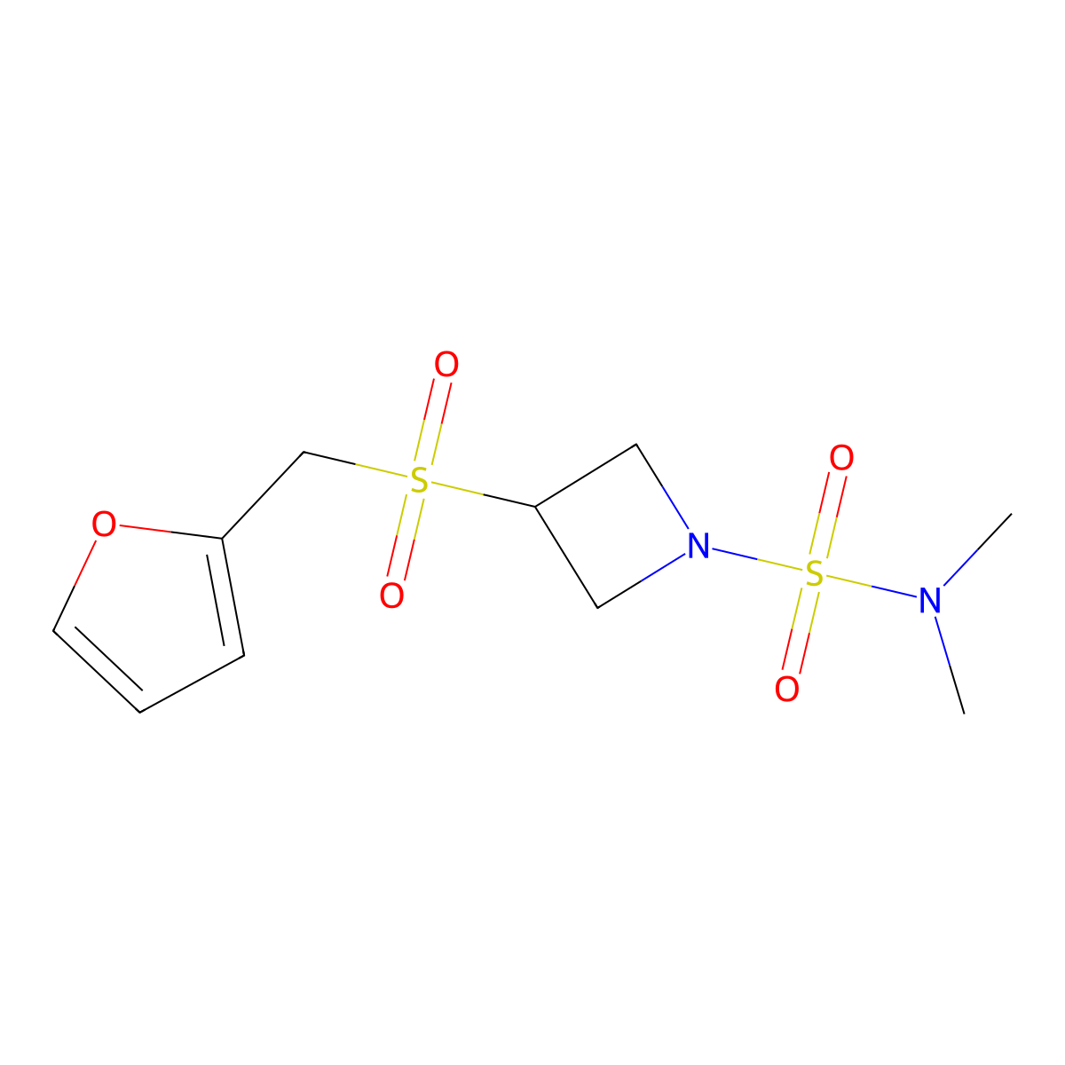 3-((furan-2-ylmethyl)sulfonyl)-N,N-dimethylazetidine-1-sulfonamide molecular structure, CAS 1797698-91-9