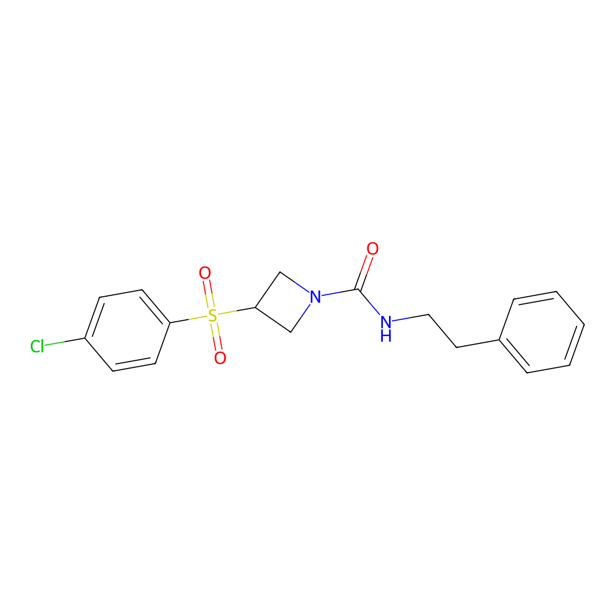 3-((4-chlorophenyl)sulfonyl)-N-phenethylazetidine-1-carboxamide molecular structure, CAS 1797699-41-2