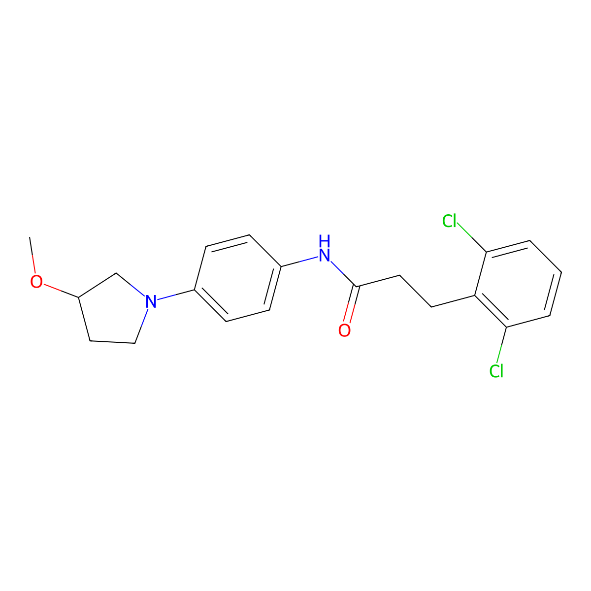 3-(2,6-Dichlorophenyl)-N-[4-(3-methoxypyrrolidin-1-YL)phenyl]propanamide molecular structure, CAS 1797699-64-9
