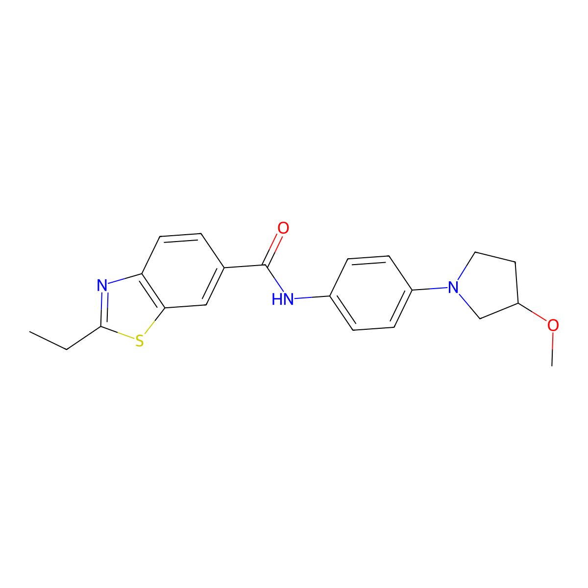 2-ethyl-N-(4-(3-methoxypyrrolidin-1-yl)phenyl)benzo[d]thiazole-6-carboxamide molecular structure, CAS 1797699-72-9