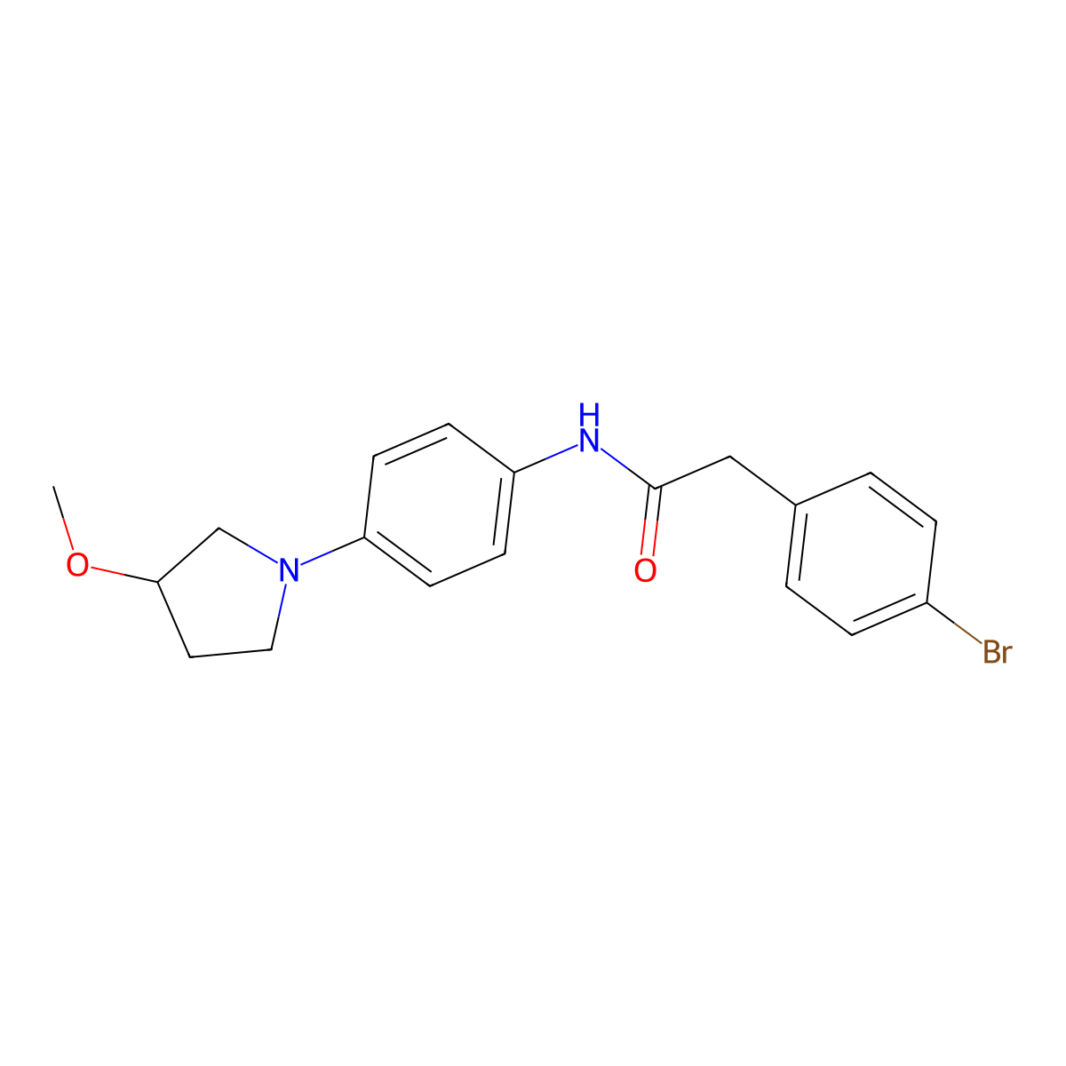 2-(4-Bromophenyl)-N-[4-(3-methoxypyrrolidin-1-YL)phenyl]acetamide molecular structure, CAS 1797699-84-3