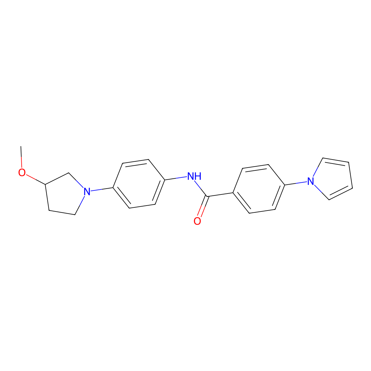 N-(4-(3-methoxypyrrolidin-1-yl)phenyl)-4-(1H-pyrrol-1-yl)benzamide molecular structure, CAS 1797700-00-5