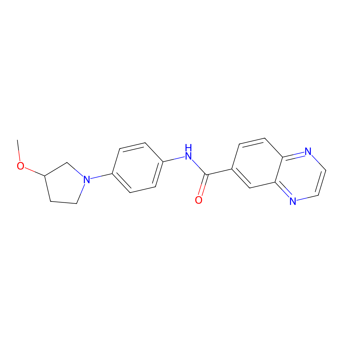N-[4-(3-methoxypyrrolidin-1-yl)phenyl]quinoxaline-6-carboxamide molecular structure, CAS 1797700-08-3