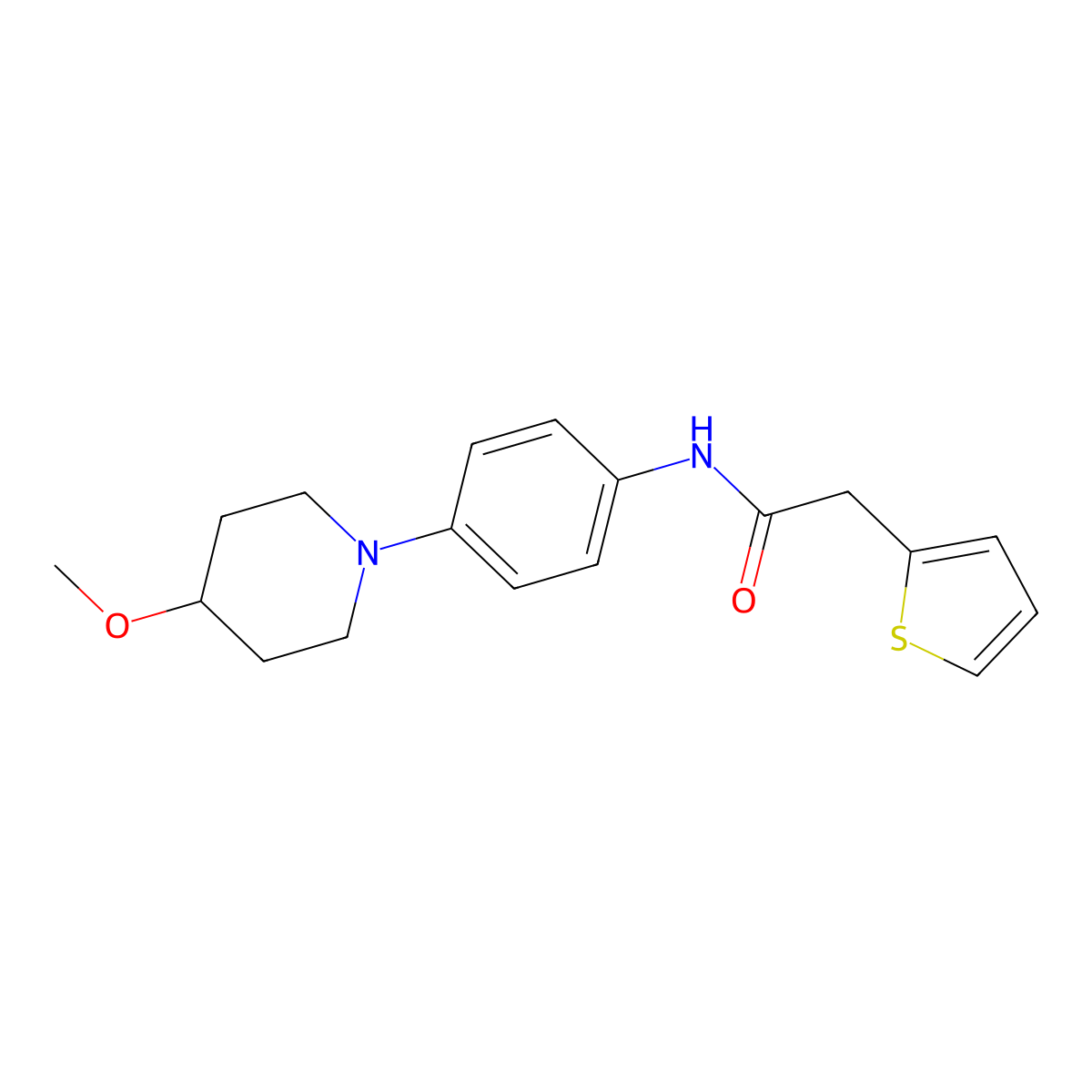 N-(4-(4-methoxypiperidin-1-yl)phenyl)-2-(thiophen-2-yl)acetamide molecular structure, CAS 1797700-87-8