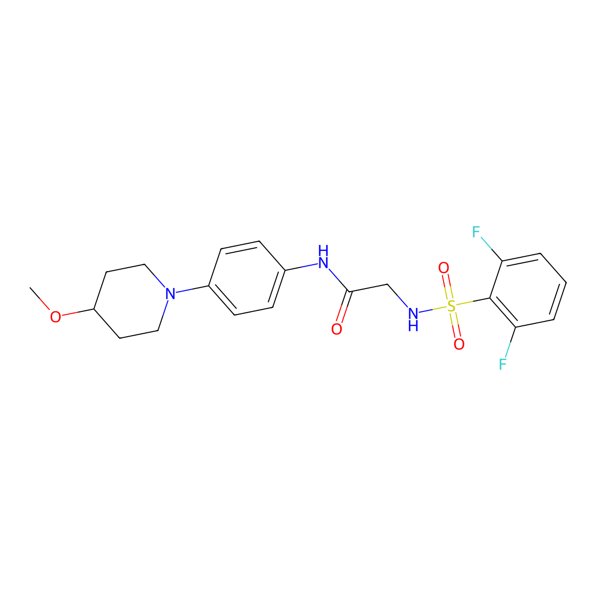 2-(2,6-Difluorobenzenesulfonamido)-N-[4-(4-methoxypiperidin-1-YL)phenyl]acetamide molecular structure, CAS 1797701-04-2