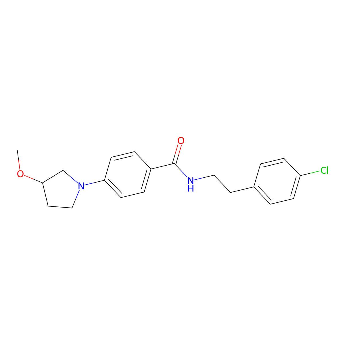 N-(4-chlorophenethyl)-4-(3-methoxypyrrolidin-1-yl)benzamide molecular structure, CAS 1797702-02-3