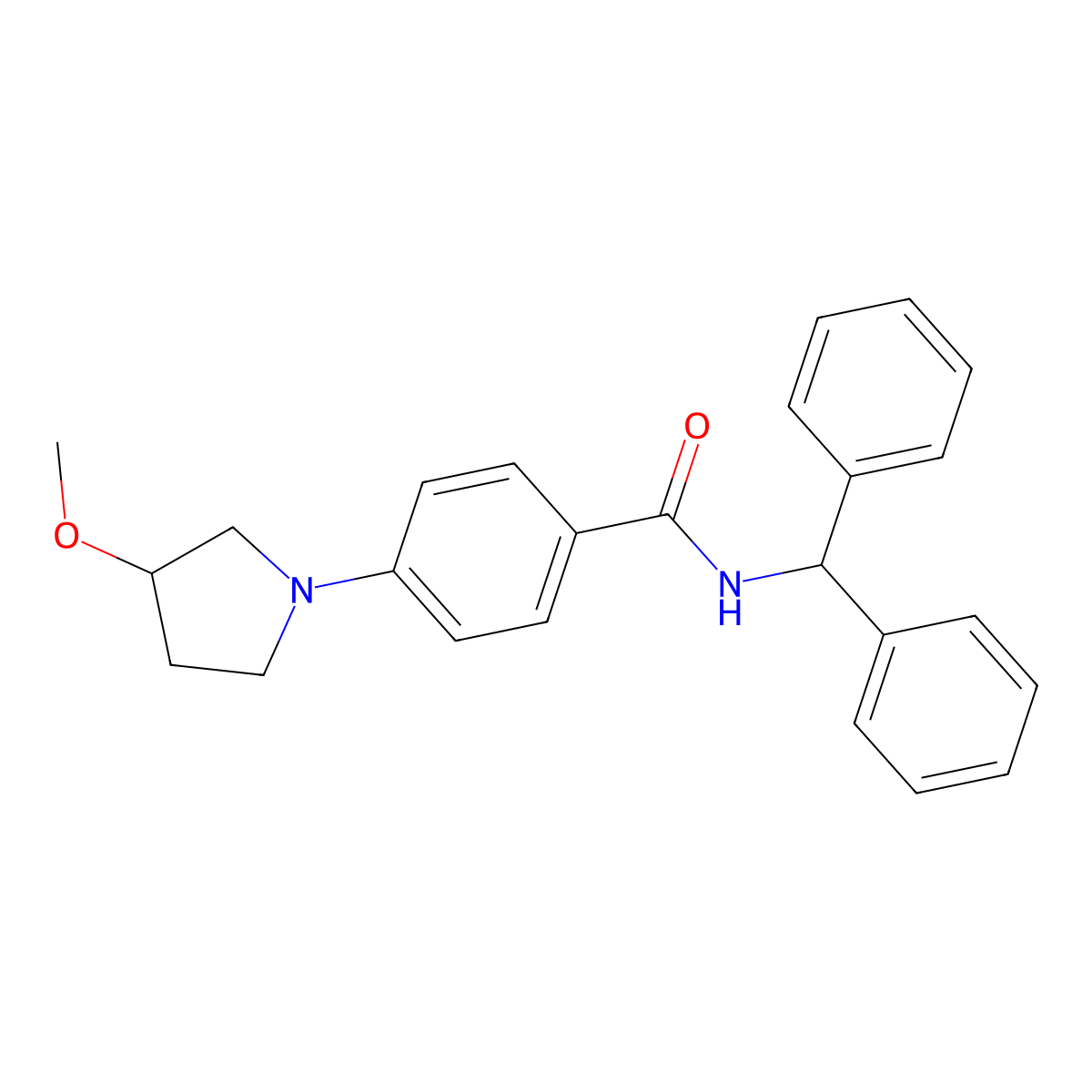 N-benzhydryl-4-(3-methoxypyrrolidin-1-yl)benzamide molecular structure, CAS 1797702-13-6