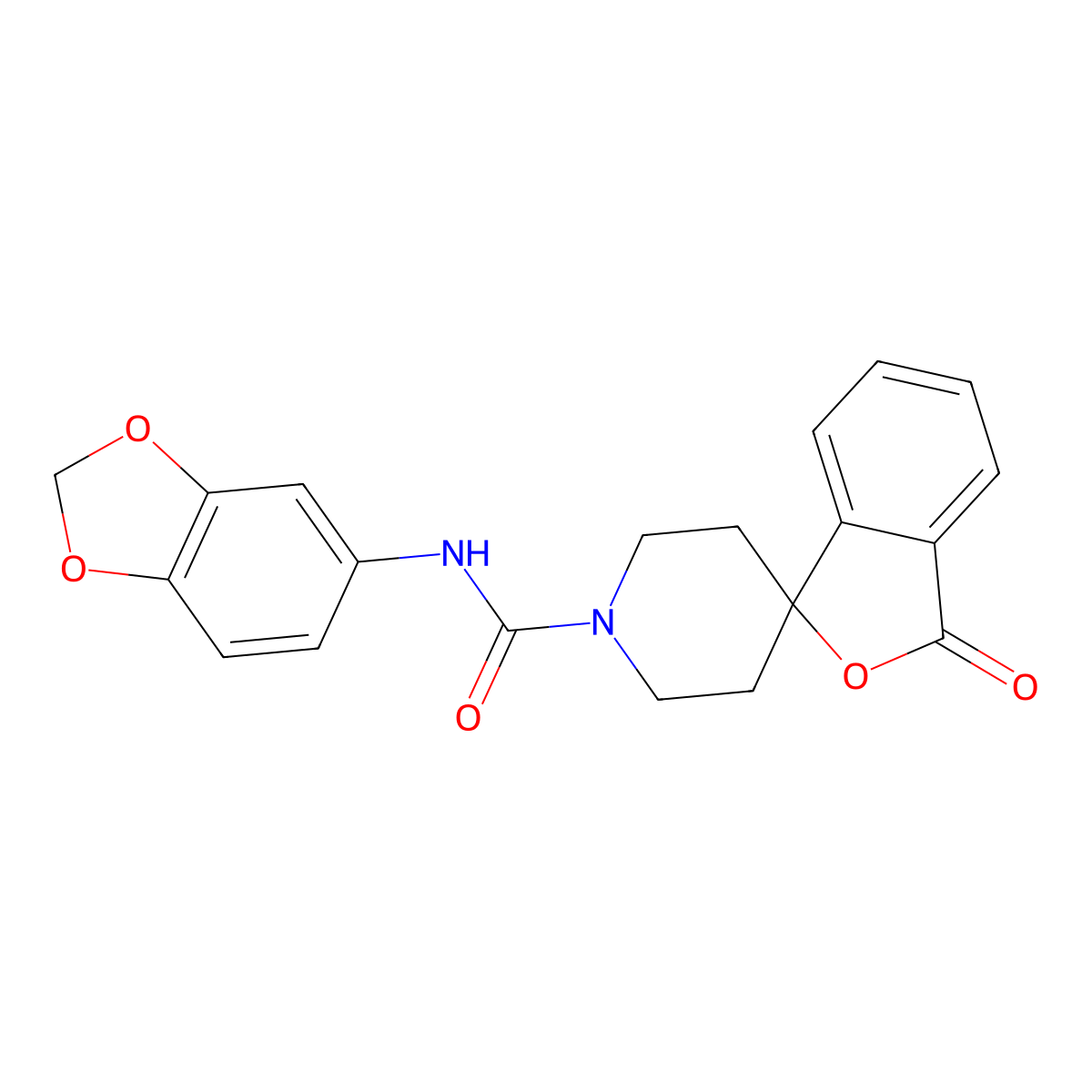 N-(2H-1,3-benzodioxol-5-yl)-3-oxo-3H-spiro[2-benzofuran-1,4'-piperidine]-1'-carboxamide molecular structure, CAS 1797702-84-1