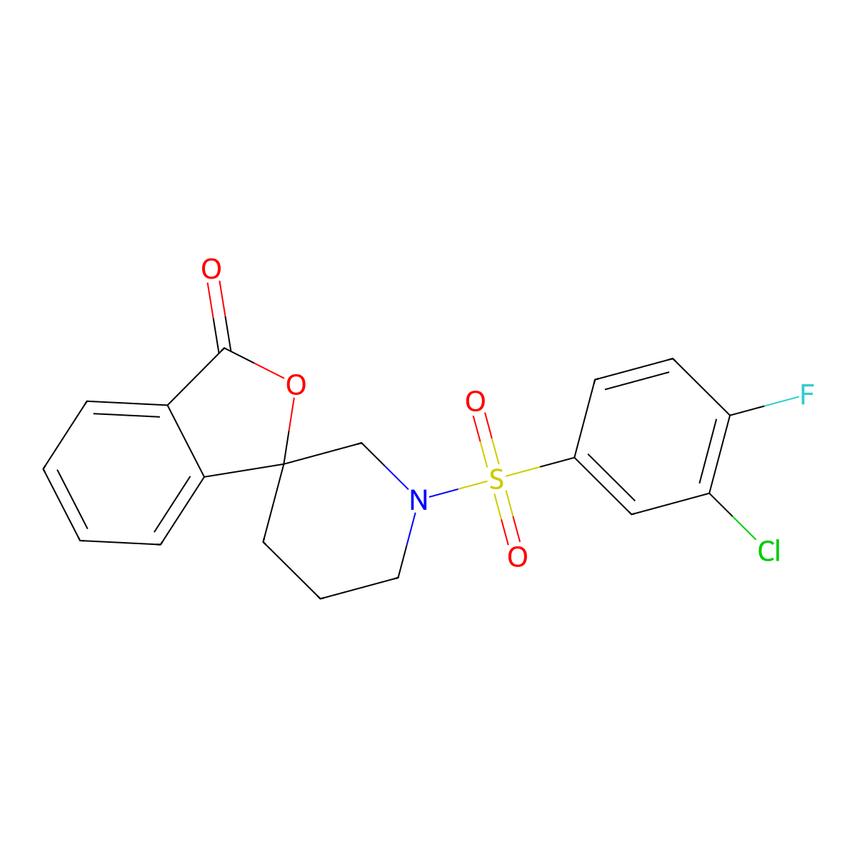 1'-((3-chloro-4-fluorophenyl)sulfonyl)-3H-spiro[isobenzofuran-1,3'-piperidin]-3-one molecular structure, CAS 1797703-22-0