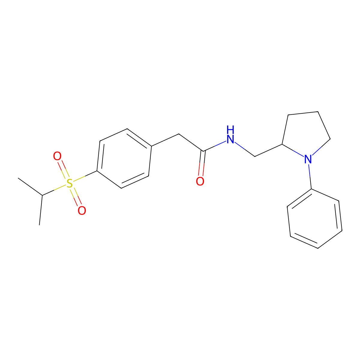 2-(4-(isopropylsulfonyl)phenyl)-N-((1-phenylpyrrolidin-2-yl)methyl)acetamide molecular structure, CAS 1797703-94-6