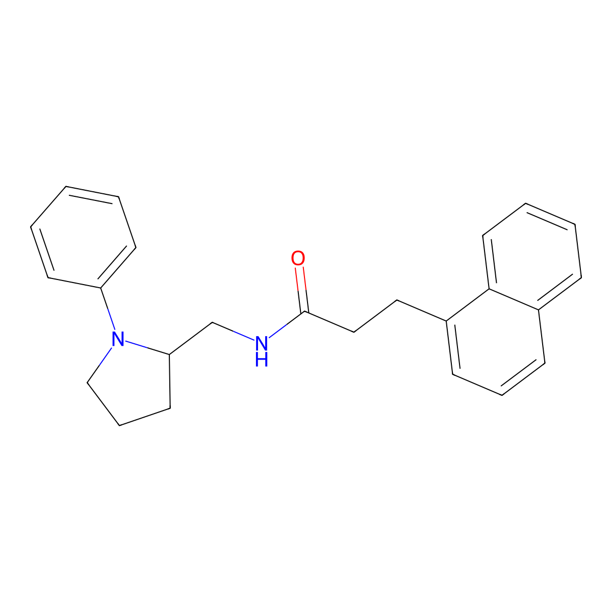 3-(naphthalen-1-yl)-N-((1-phenylpyrrolidin-2-yl)methyl)propanamide molecular structure, CAS 1797704-07-4