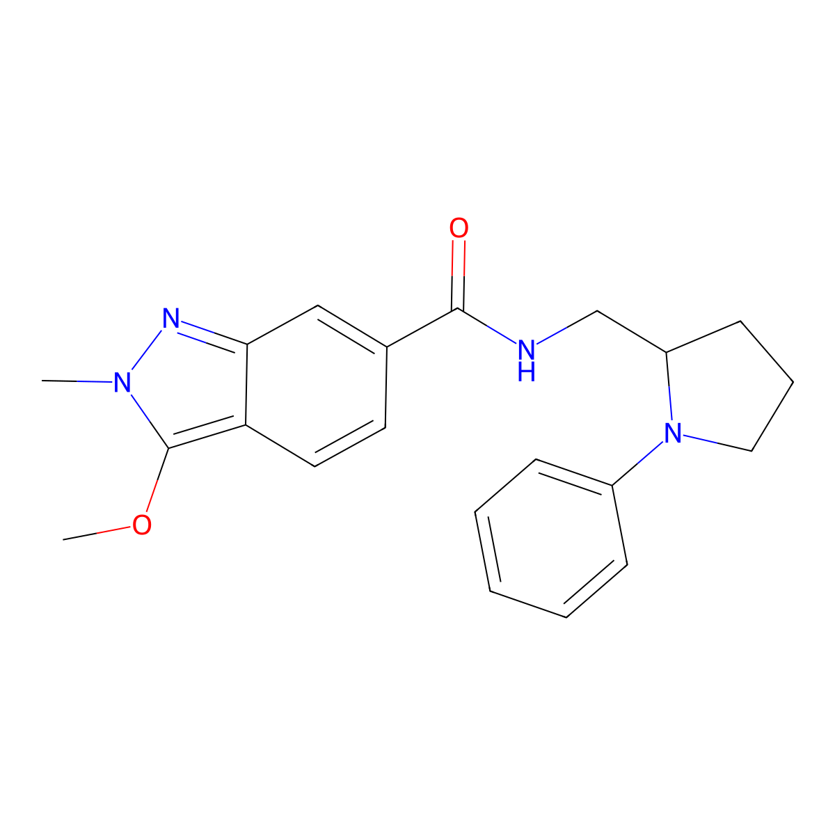 3-methoxy-2-methyl-N-[(1-phenylpyrrolidin-2-yl)methyl]-2H-indazole-6-carboxamide molecular structure, CAS 1797704-10-9