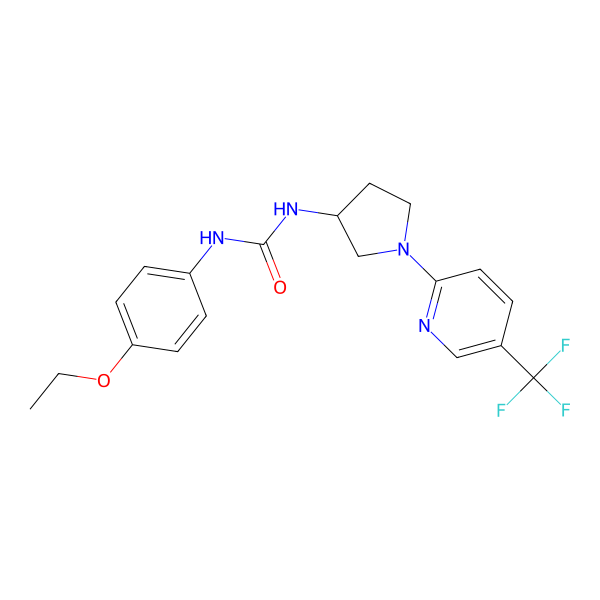 1-(4-Ethoxyphenyl)-3-{1-[5-(trifluoromethyl)pyridin-2-yl]pyrrolidin-3-yl}urea molecular structure, CAS 1797708-07-6