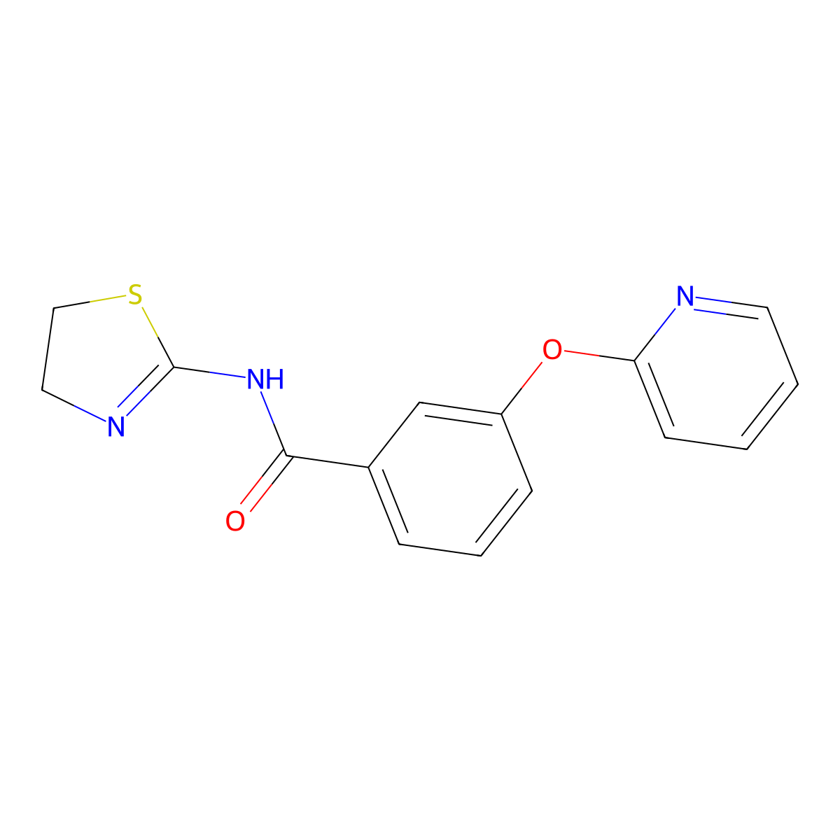 N-(4,5-dihydrothiazol-2-yl)-3-(pyridin-2-yloxy)benzamide molecular structure, CAS 1797708-20-3