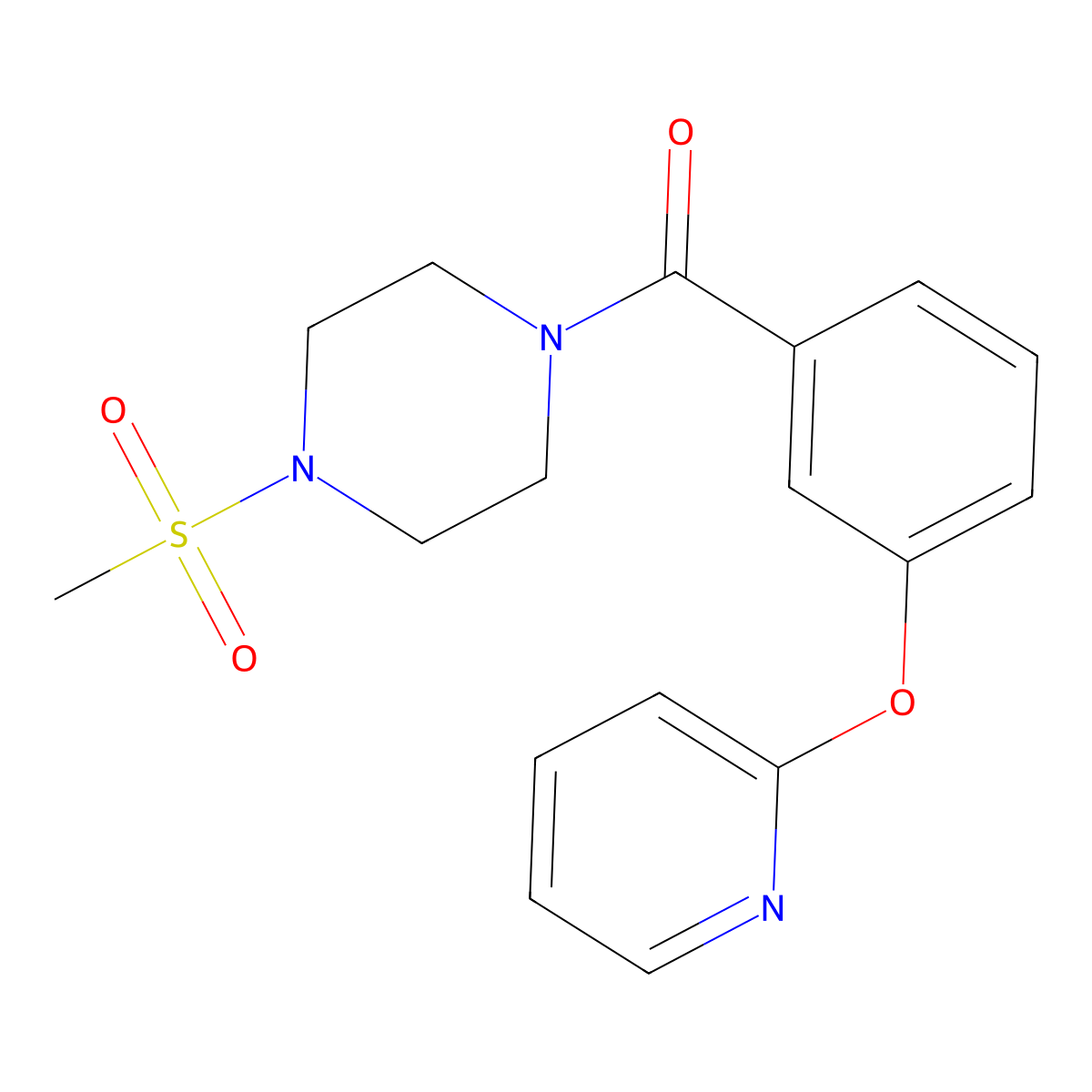 (4-(Methylsulfonyl)piperazin-1-yl)(3-(pyridin-2-yloxy)phenyl)methanone molecular structure, CAS 1797708-70-3
