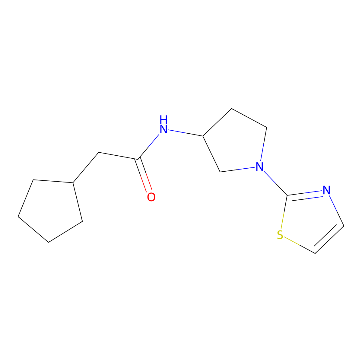2-cyclopentyl-N-(1-(thiazol-2-yl)pyrrolidin-3-yl)acetamide molecular structure, CAS 1797708-96-3