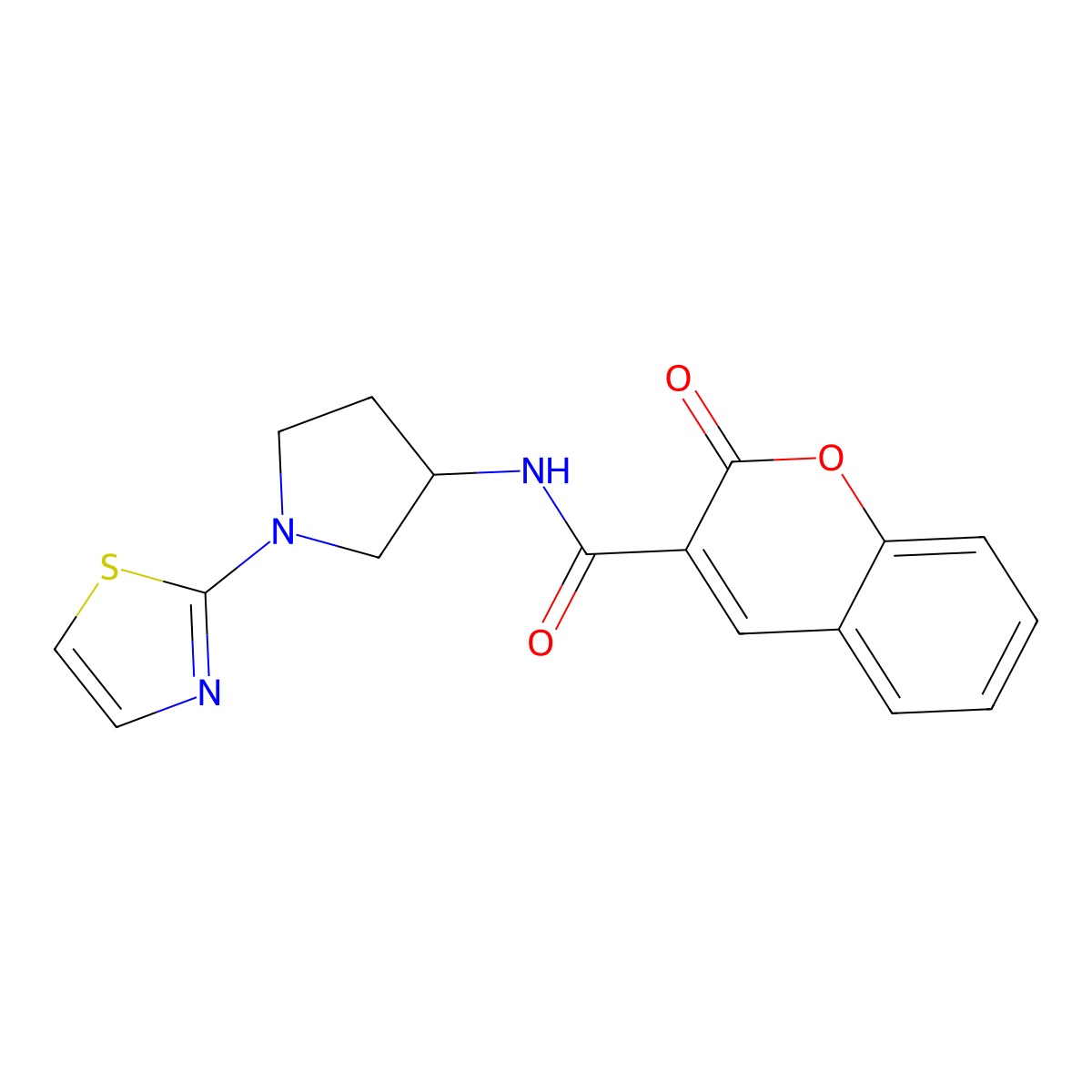 2-oxo-N-(1-(thiazol-2-yl)pyrrolidin-3-yl)-2H-chromene-3-carboxamide molecular structure, CAS 1797709-18-2