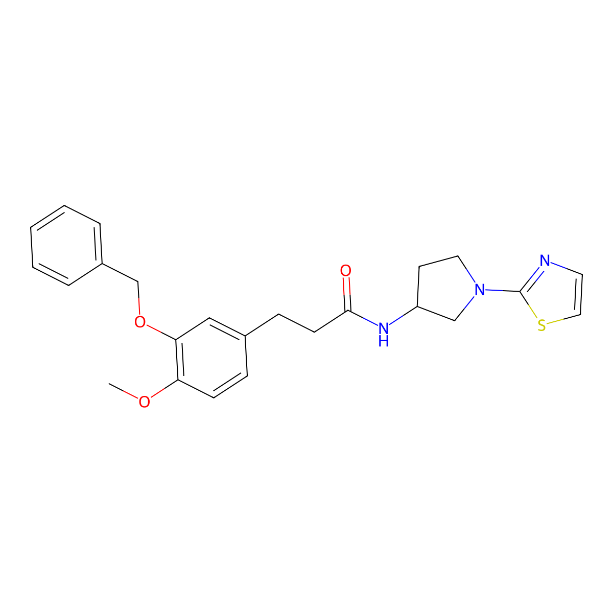 3-(3-(benzyloxy)-4-methoxyphenyl)-N-(1-(thiazol-2-yl)pyrrolidin-3-yl)propanamide molecular structure, CAS 1797709-32-0