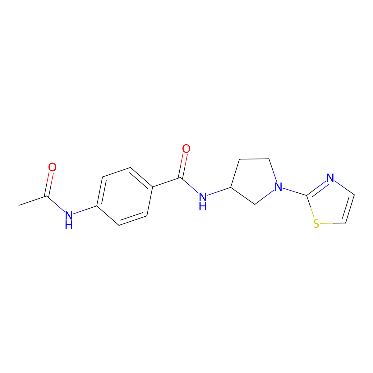 4-acetamido-N-(1-(thiazol-2-yl)pyrrolidin-3-yl)benzamide molecular structure, CAS 1797709-55-7