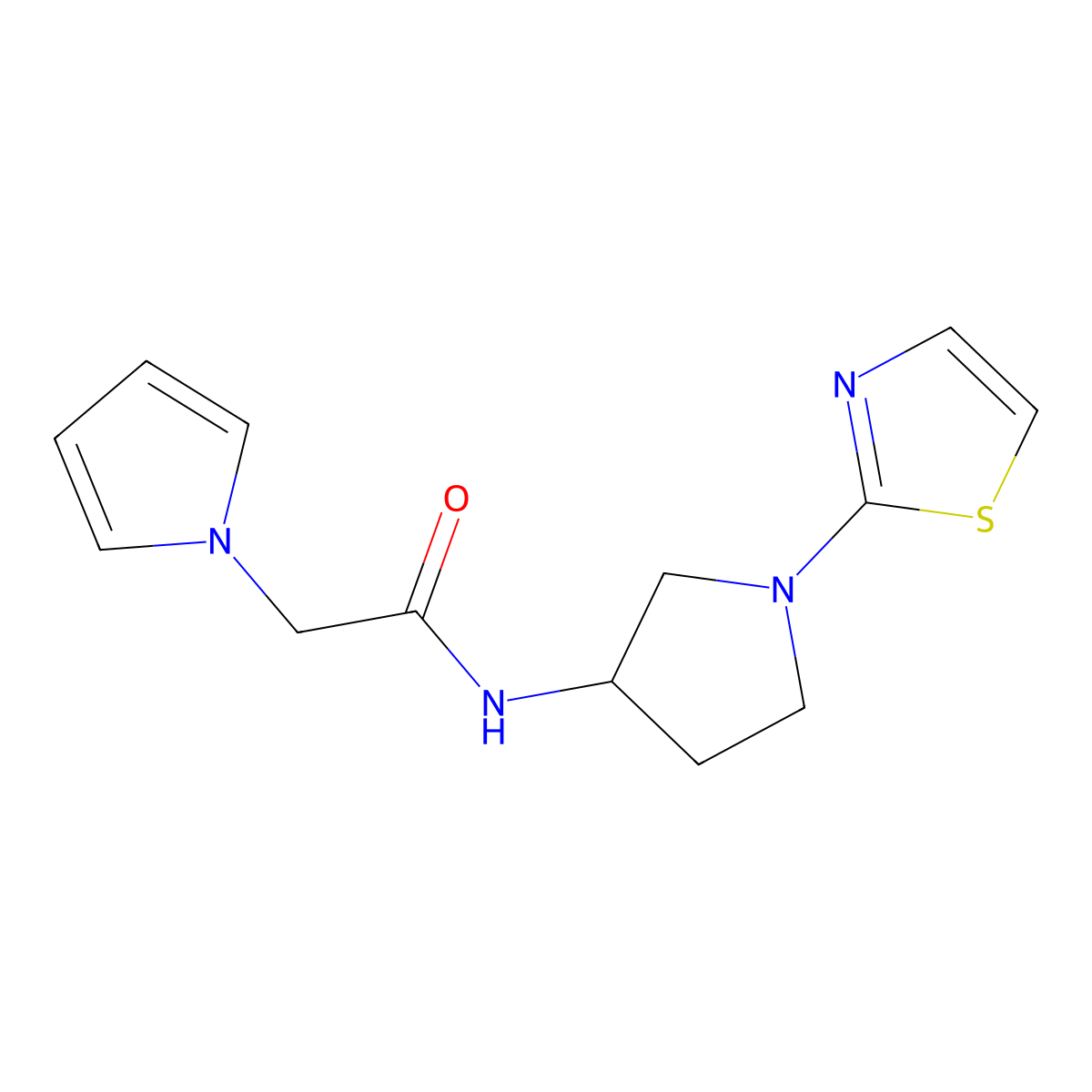 2-(1H-pyrrol-1-yl)-N-(1-(thiazol-2-yl)pyrrolidin-3-yl)acetamide molecular structure, CAS 1797709-63-7