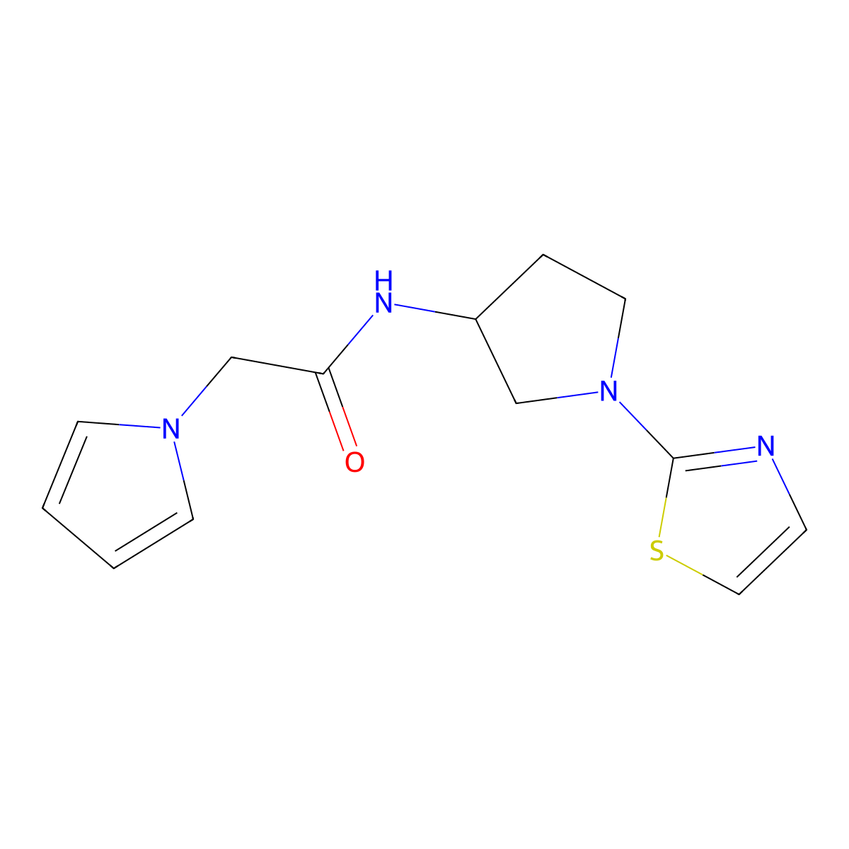 2-(1H-pyrrol-1-yl)-N-(1-(thiazol-2-yl)pyrrolidin-3-yl)acetamide molecular structure, CAS 1797709-63-7