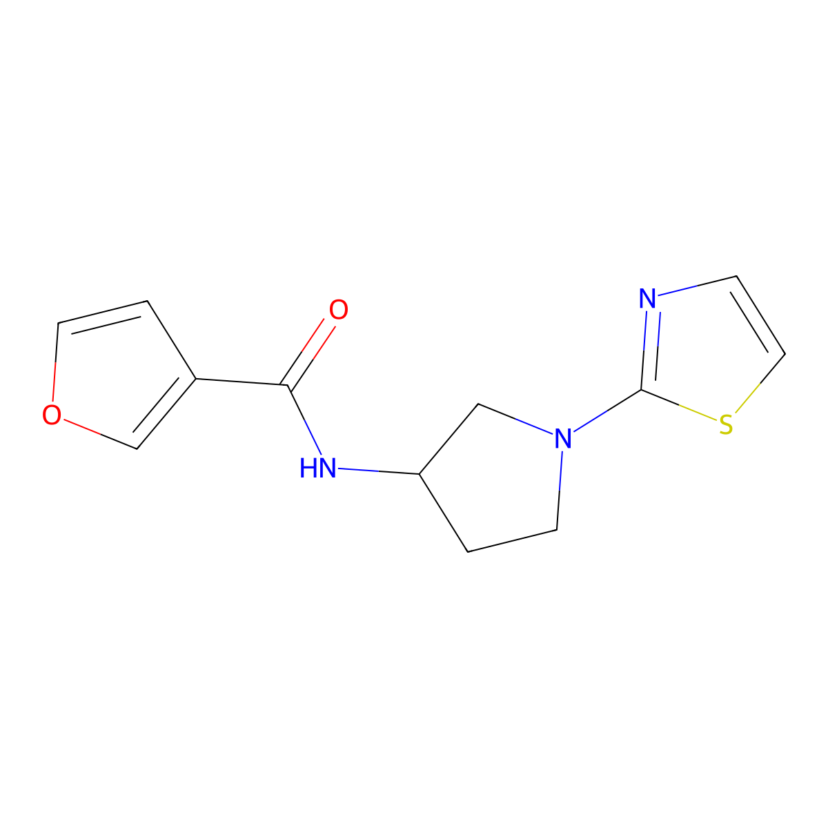 N-(1-(thiazol-2-yl)pyrrolidin-3-yl)furan-3-carboxamide molecular structure, CAS 1797709-88-6