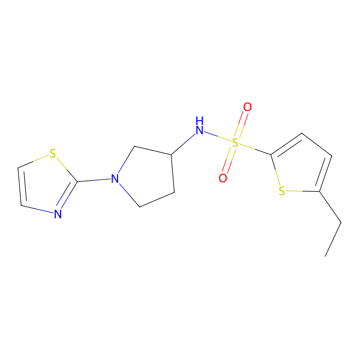 5-ethyl-N-(1-(thiazol-2-yl)pyrrolidin-3-yl)thiophene-2-sulfonamide molecular structure, CAS 1797709-98-8