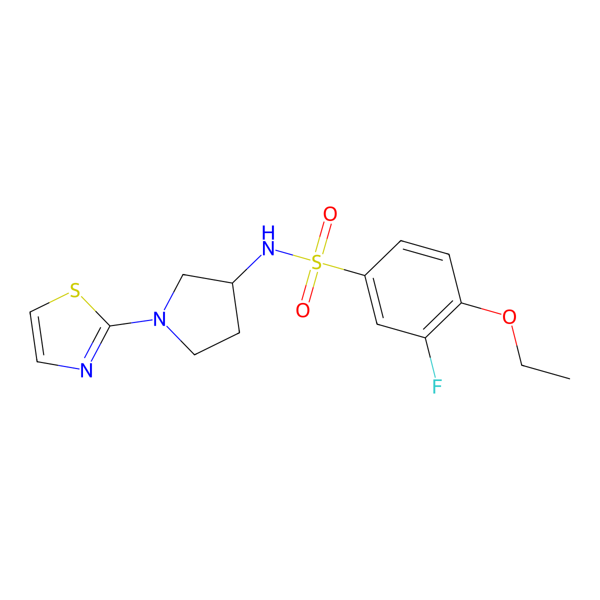 4-ethoxy-3-fluoro-N-(1-(thiazol-2-yl)pyrrolidin-3-yl)benzenesulfonamide molecular structure, CAS 1797710-04-3
