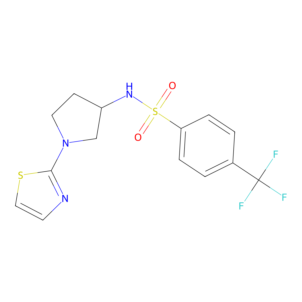 N-(1-(thiazol-2-yl)pyrrolidin-3-yl)-4-(trifluoromethyl)benzenesulfonamide molecular structure, CAS 1797710-13-4