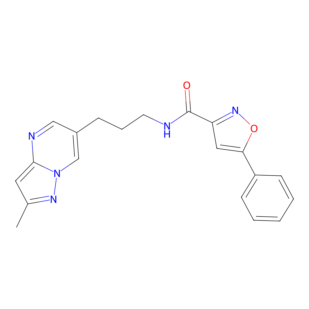 N-(3-(2-methylpyrazolo[1,5-a]pyrimidin-6-yl)propyl)-5-phenylisoxazole-3-carboxamide molecular structure, CAS 1797710-52-1