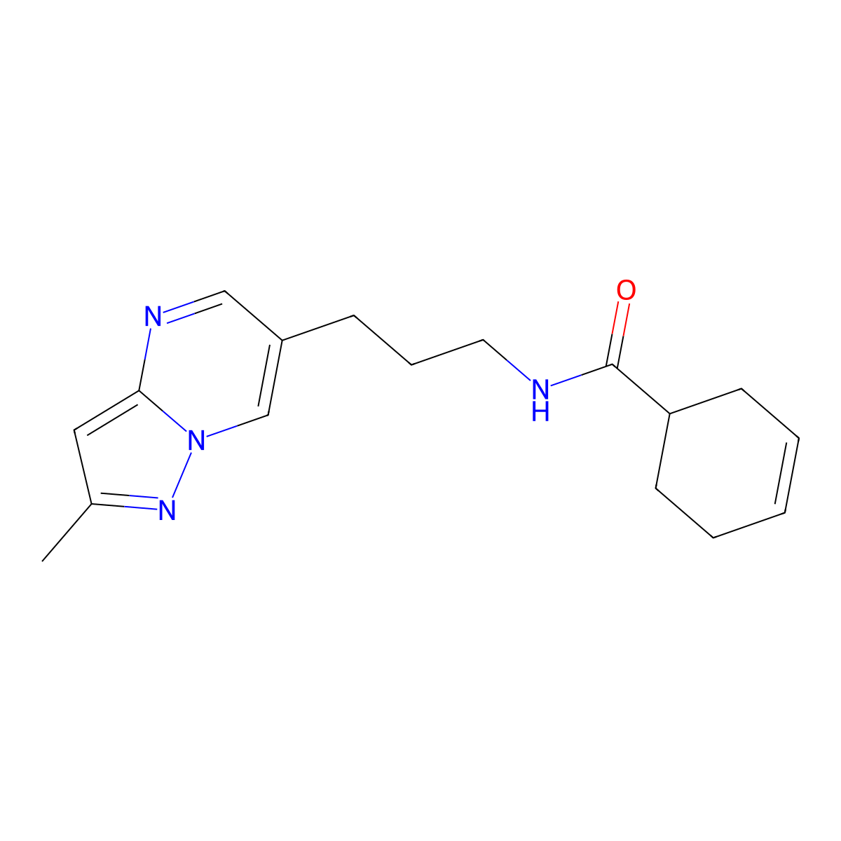 N-(3-{2-methylpyrazolo[1,5-a]pyrimidin-6-yl}propyl)cyclohex-3-ene-1-carboxamide molecular structure, CAS 1797710-59-8