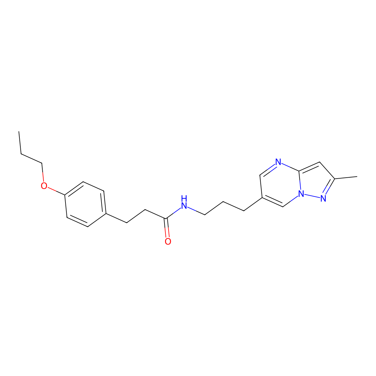 N-(3-(2-methylpyrazolo[1,5-a]pyrimidin-6-yl)propyl)-3-(4-propoxyphenyl)propanamide molecular structure, CAS 1797710-72-5