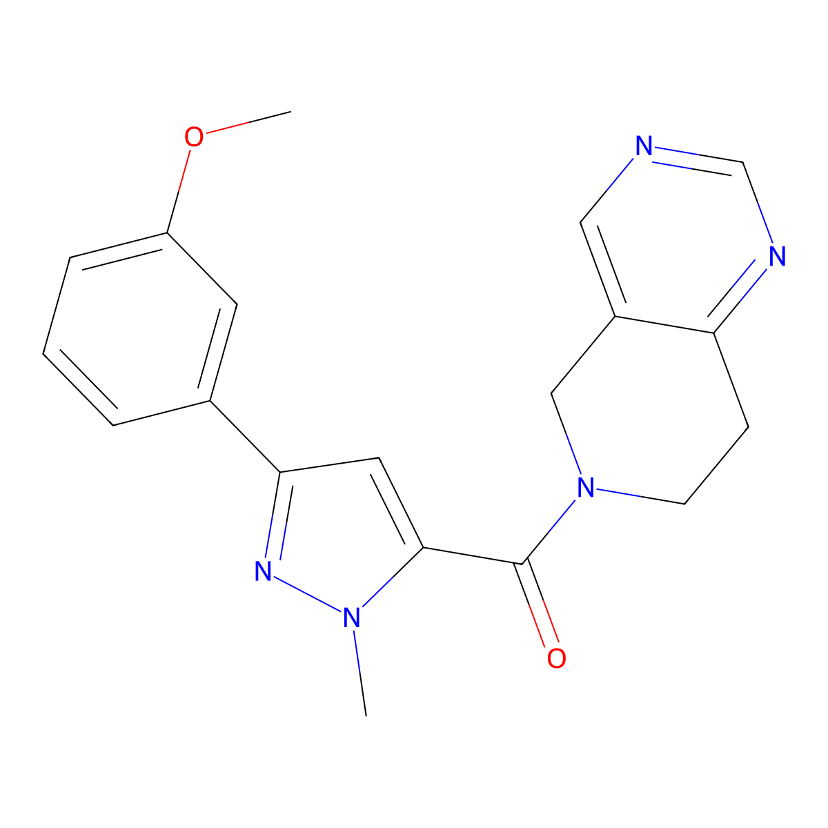 (7,8-dihydropyrido[4,3-d]pyrimidin-6(5H)-yl)(3-(3-methoxyphenyl)-1-methyl-1H-pyrazol-5-yl)methanone molecular structure, CAS 1797712-66-3