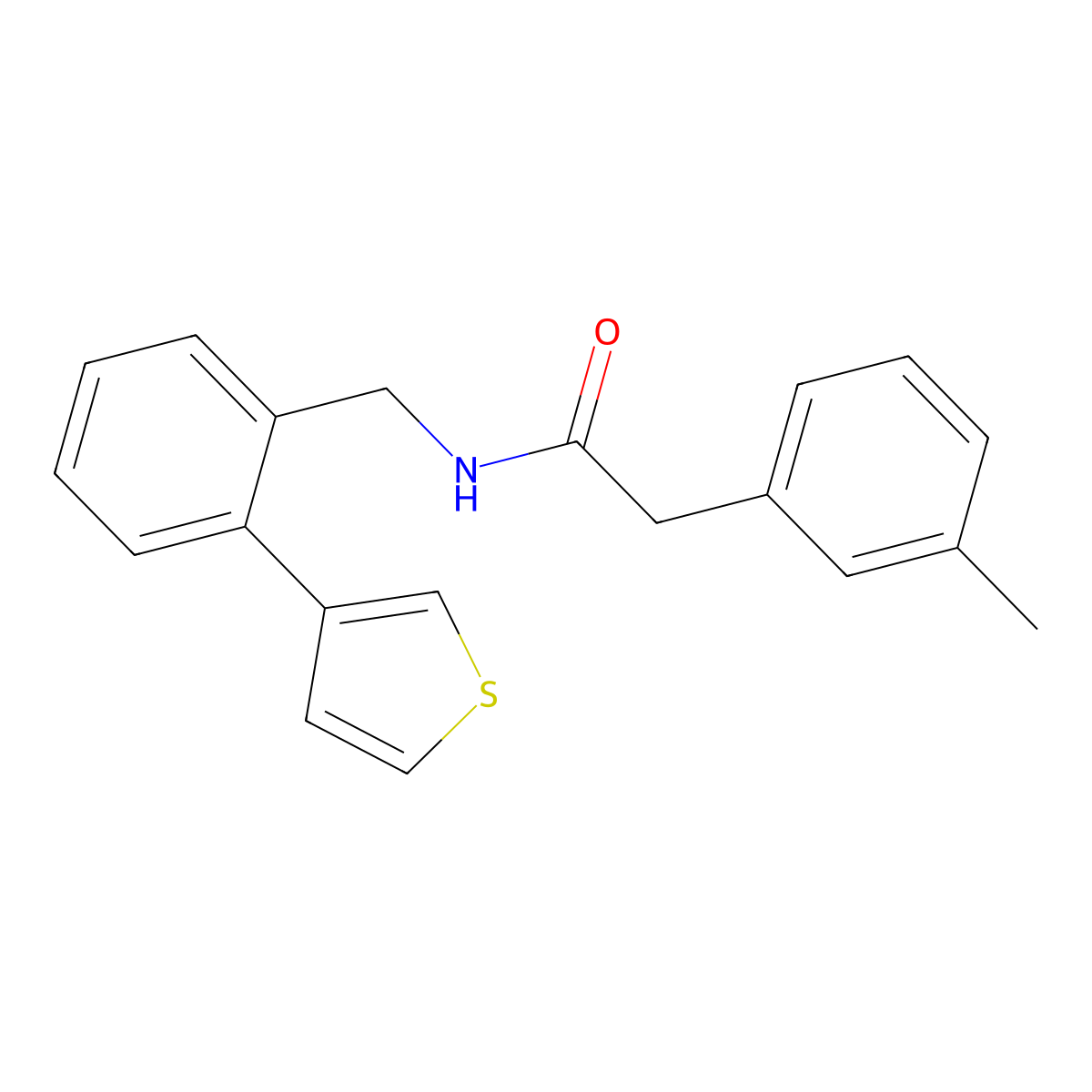N-(2-(thiophen-3-yl)benzyl)-2-(m-tolyl)acetamide molecular structure, CAS 1797713-19-9
