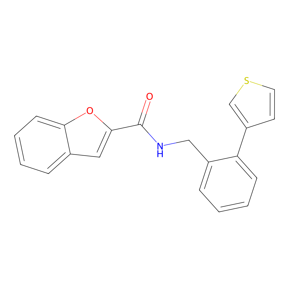 N-(2-(thiophen-3-yl)benzyl)benzofuran-2-carboxamide molecular structure, CAS 1797713-29-1