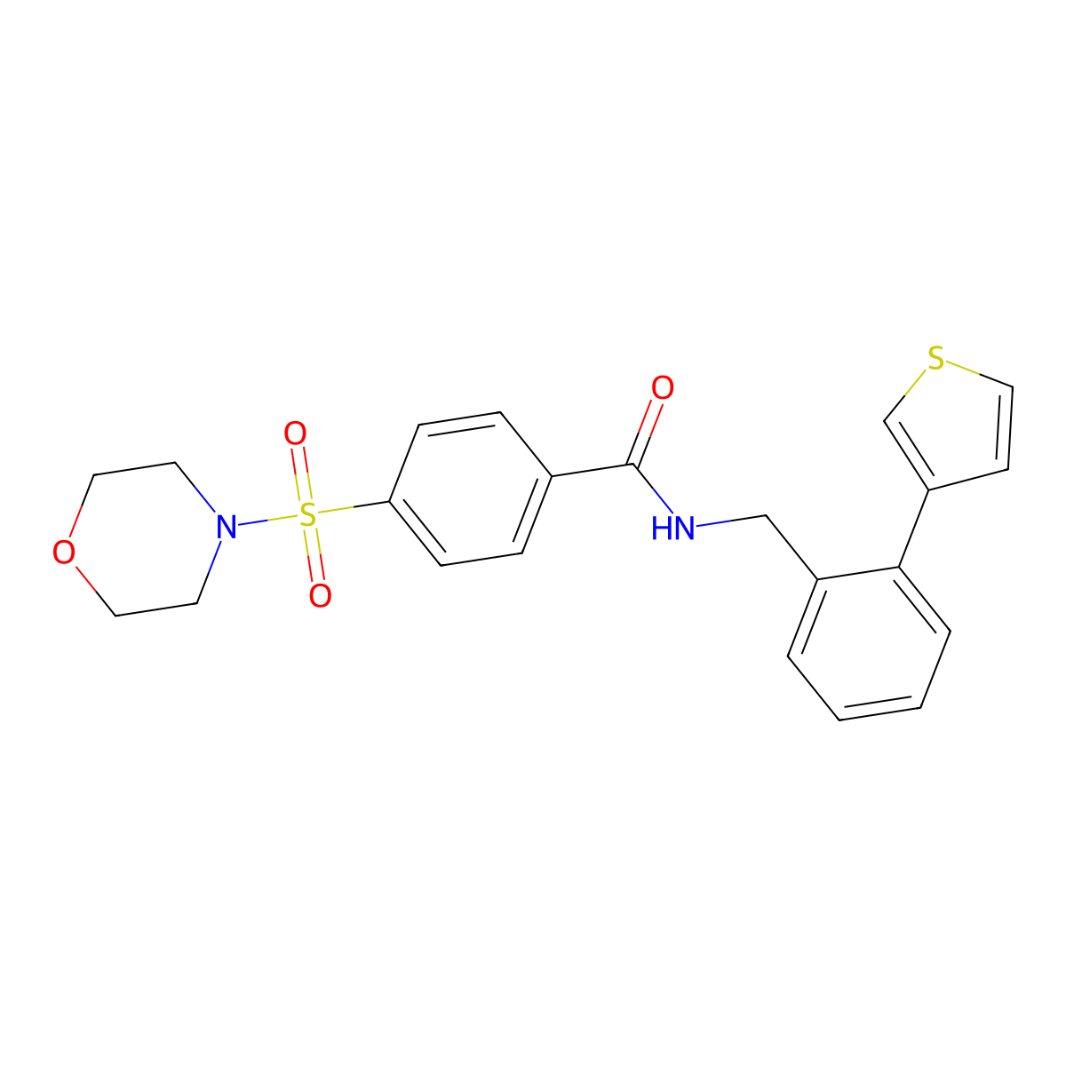 4-(morpholinosulfonyl)-N-(2-(thiophen-3-yl)benzyl)benzamide molecular structure, CAS 1797713-49-5