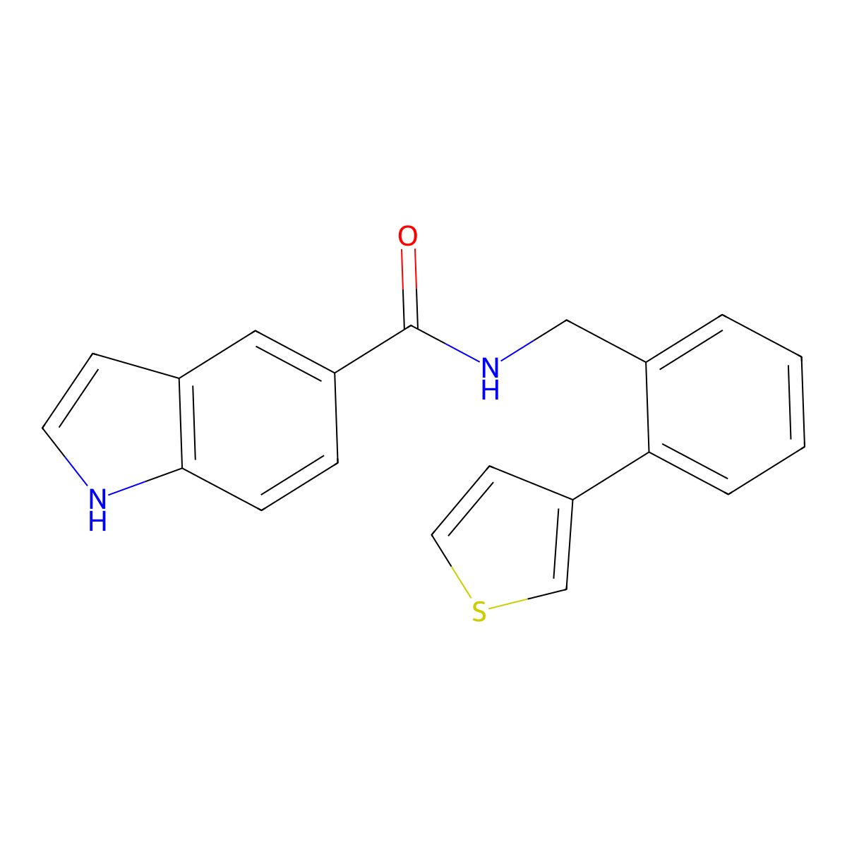 N-(2-(thiophen-3-yl)benzyl)-1H-indole-5-carboxamide molecular structure, CAS 1797713-71-3