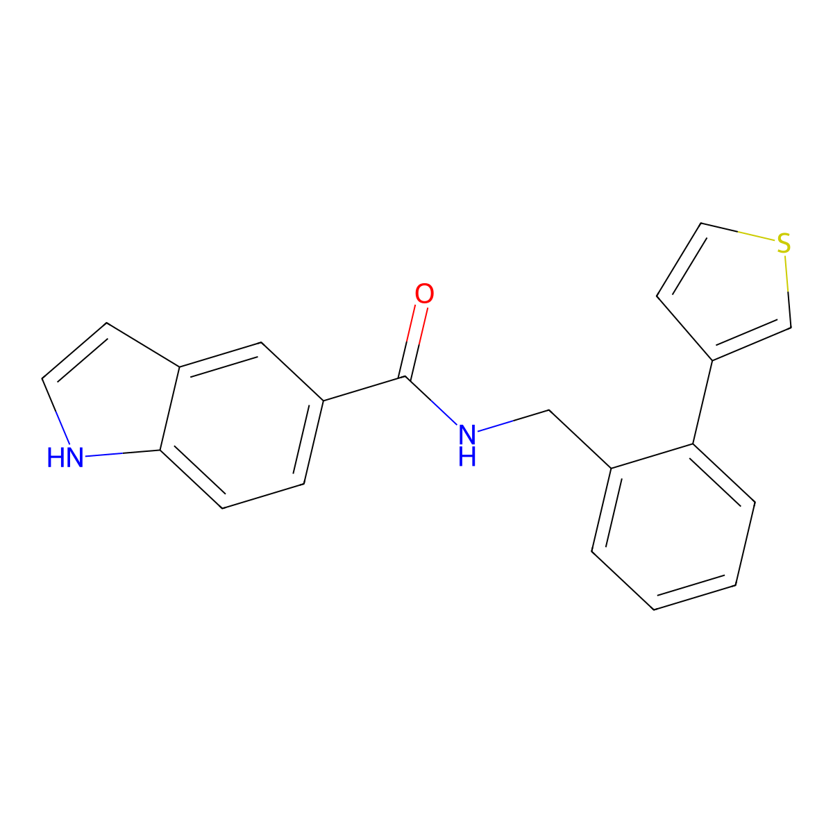 N-(2-(thiophen-3-yl)benzyl)-1H-indole-5-carboxamide molecular structure, CAS 1797713-71-3