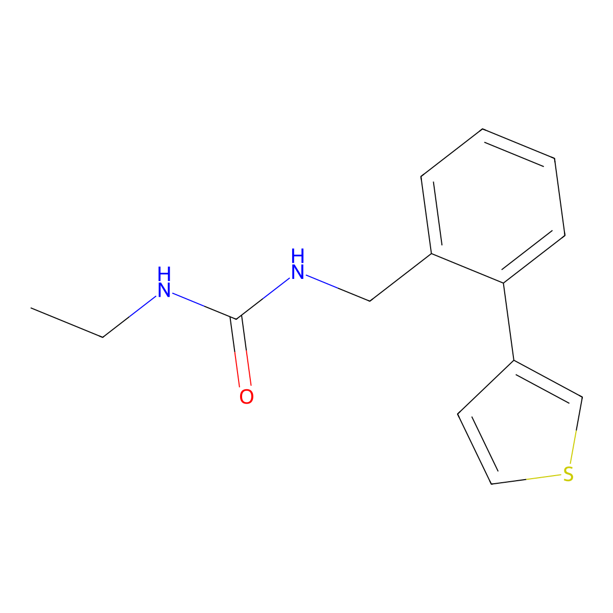 1-Ethyl-3-(2-(thiophen-3-yl)benzyl)urea molecular structure, CAS 1797713-95-1
