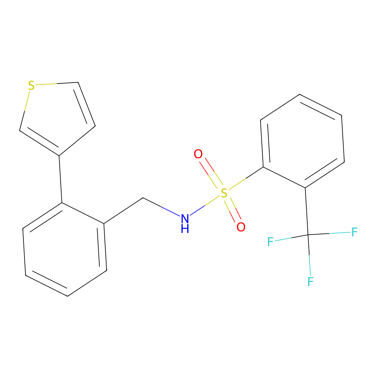 N-(2-(thiophen-3-yl)benzyl)-2-(trifluoromethyl)benzenesulfonamide molecular structure, CAS 1797714-15-8