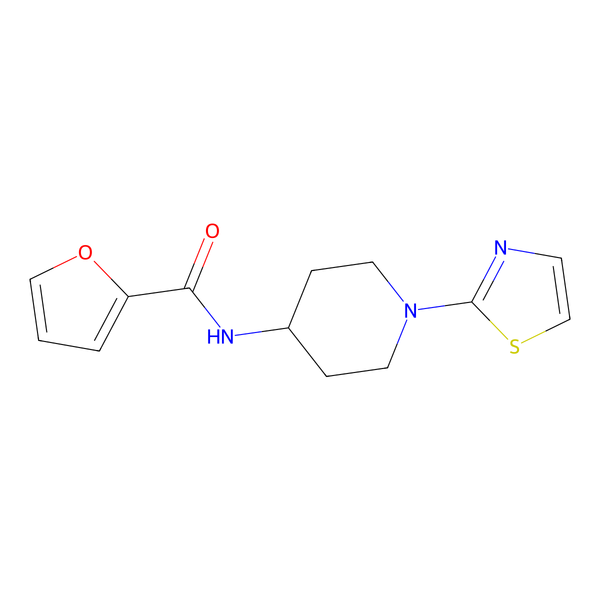 N-(1-(thiazol-2-yl)piperidin-4-yl)furan-2-carboxamide molecular structure, CAS 1797714-20-5
