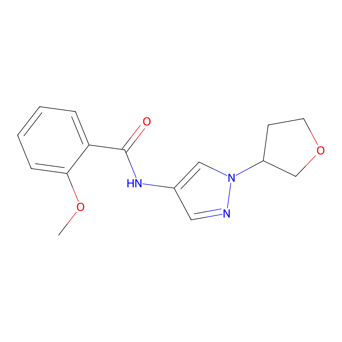 2-methoxy-N-(1-(tetrahydrofuran-3-yl)-1H-pyrazol-4-yl)benzamide molecular structure, CAS 1797714-27-2