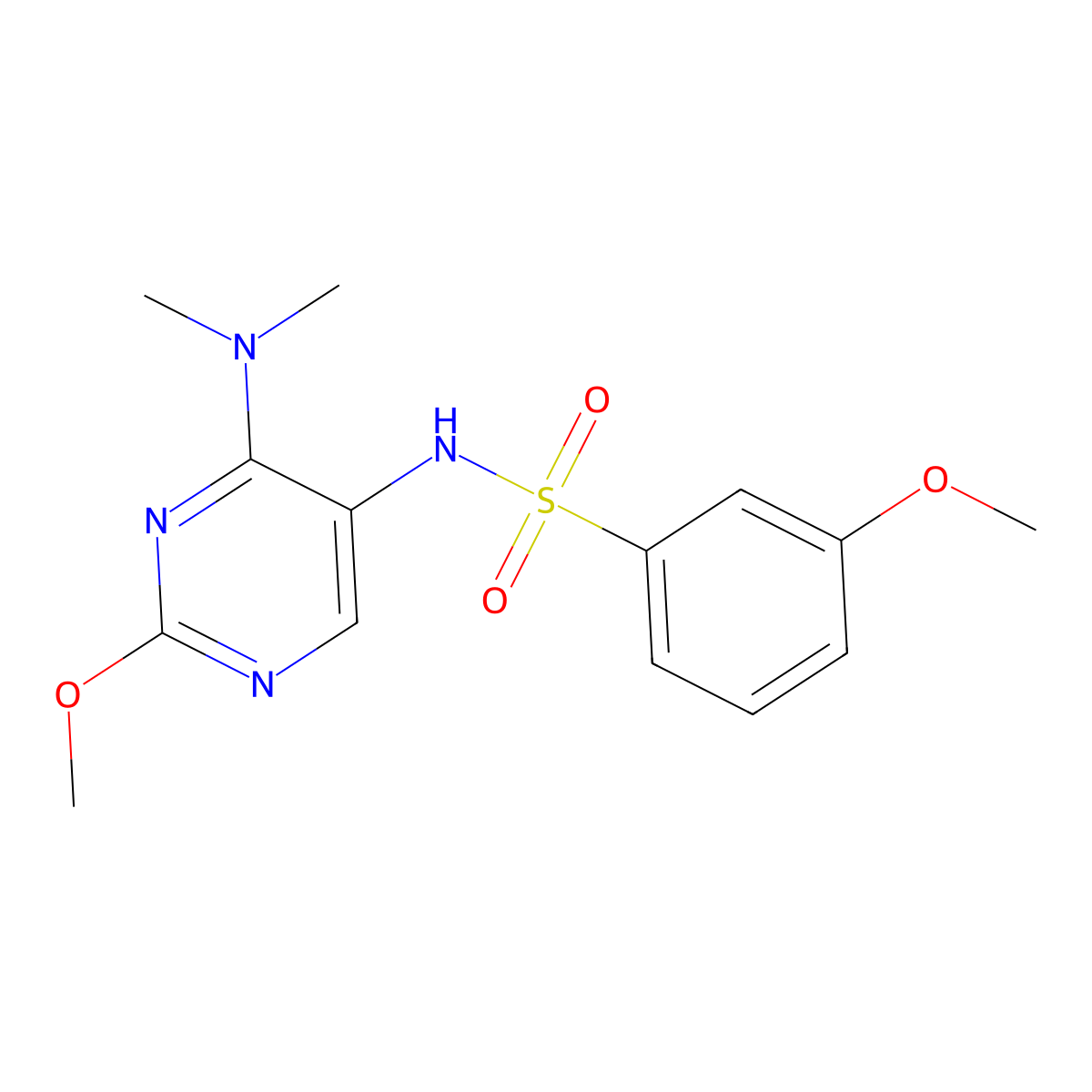 N-(4-(dimethylamino)-2-methoxypyrimidin-5-yl)-3-methoxybenzenesulfonamide molecular structure, CAS 1797715-07-1