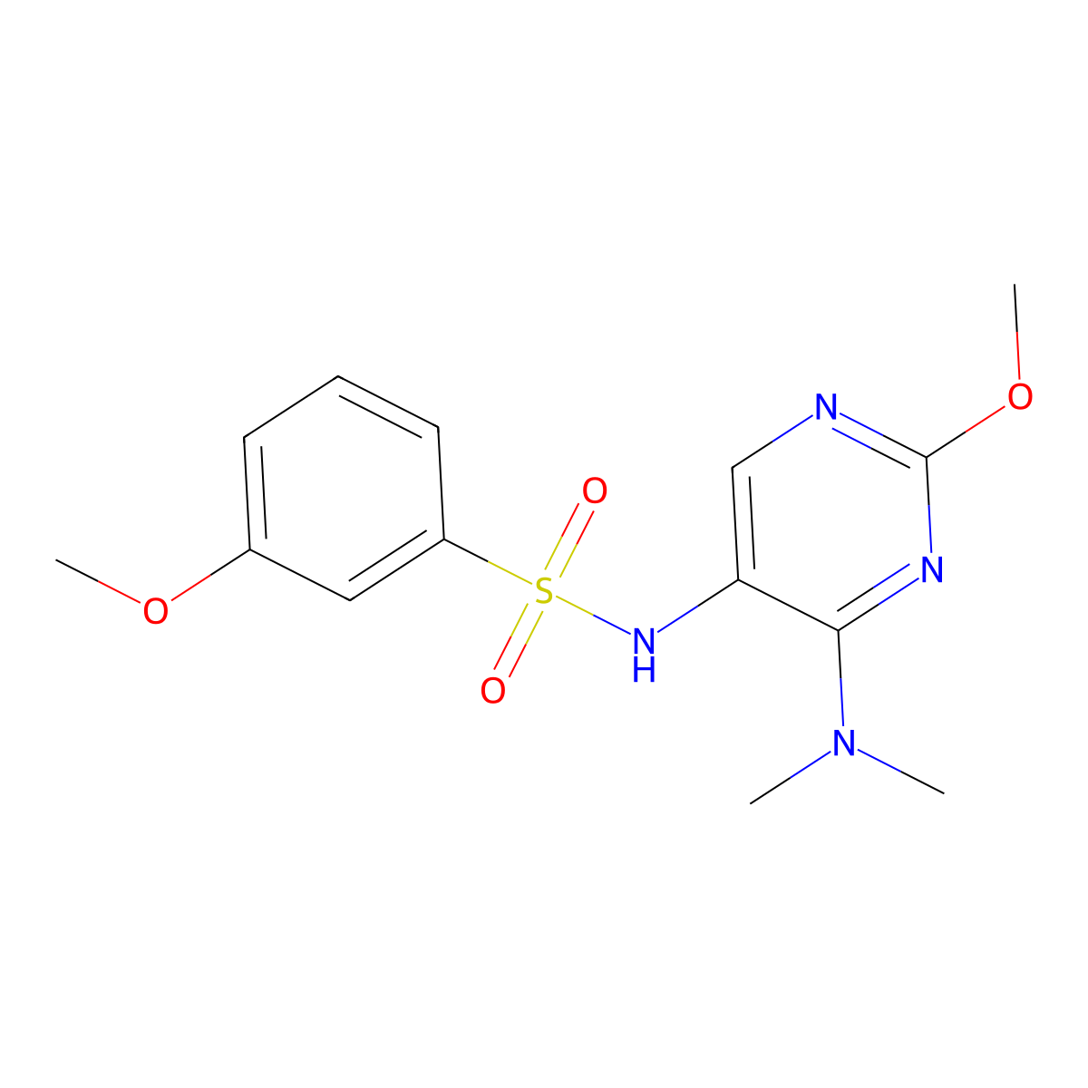 N-(4-(dimethylamino)-2-methoxypyrimidin-5-yl)-3-methoxybenzenesulfonamide molecular structure, CAS 1797715-07-1