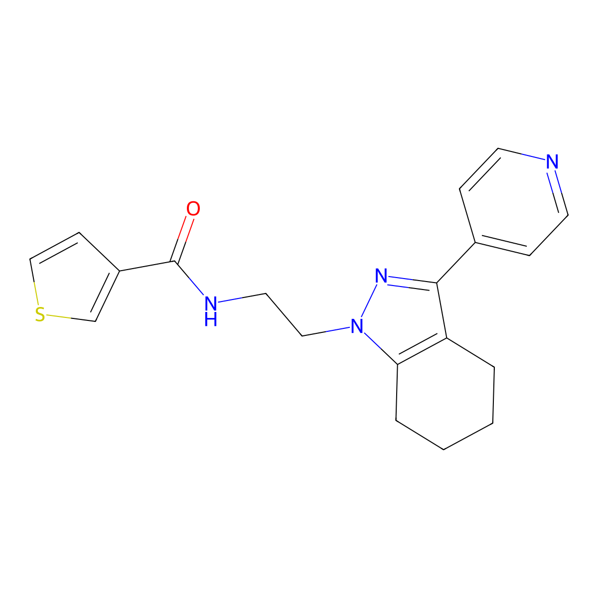 N-(2-(3-(pyridin-4-yl)-4,5,6,7-tetrahydro-1H-indazol-1-yl)ethyl)thiophene-3-carboxamide molecular structure, CAS 1797715-50-4