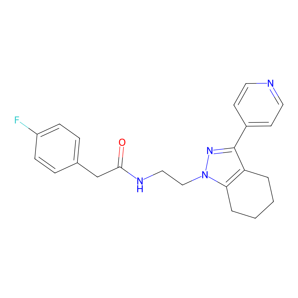 2-(4-fluorophenyl)-N-{2-[3-(pyridin-4-yl)-4,5,6,7-tetrahydro-1H-indazol-1-yl]ethyl}acetamide molecular structure, CAS 1797715-52-6